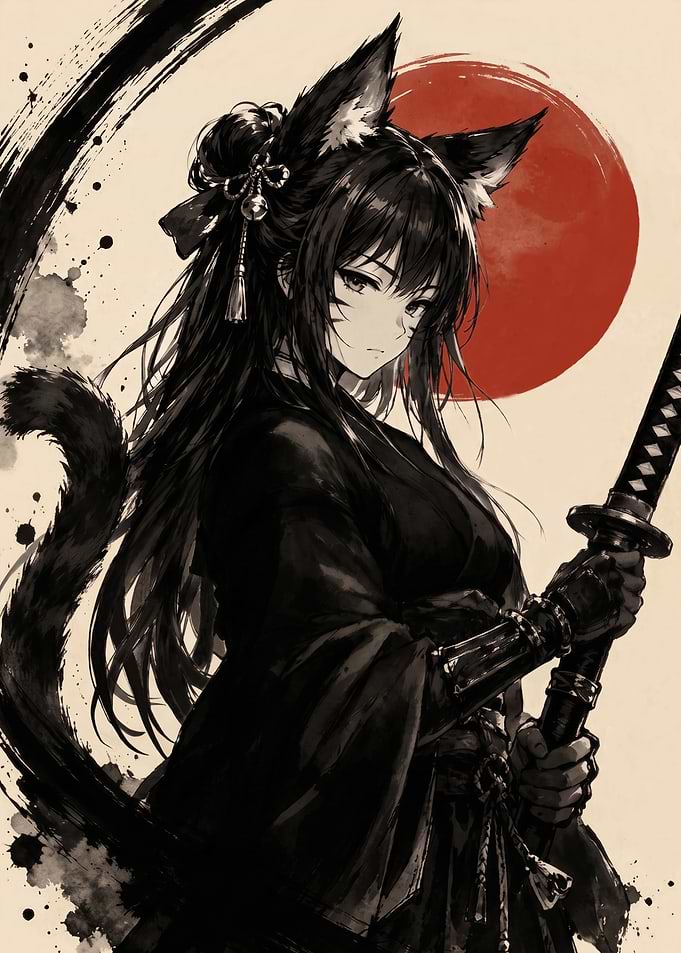 Cat-Eared Samurai Warrior Girl