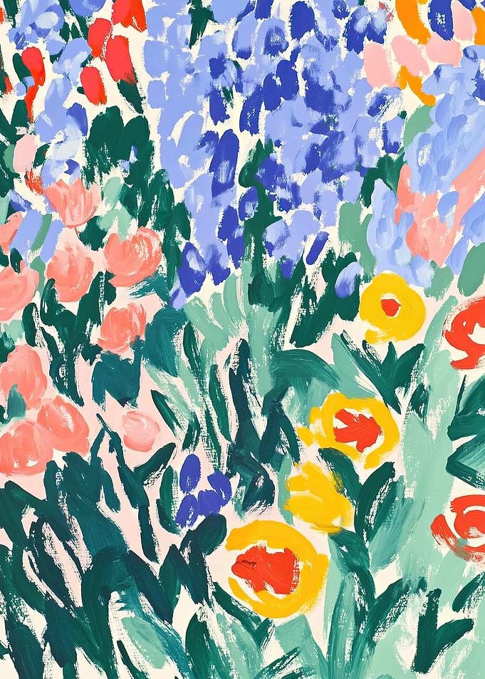 Abstract Impressionist Floral Garden Painting