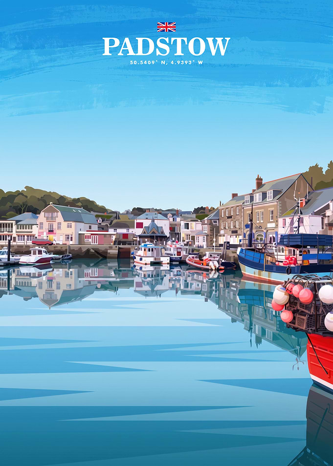 Padstow Harbor Travel Poster