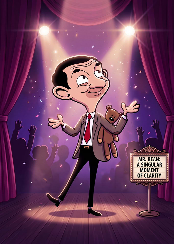 Mr. Bean on Stage Cartoon Poster