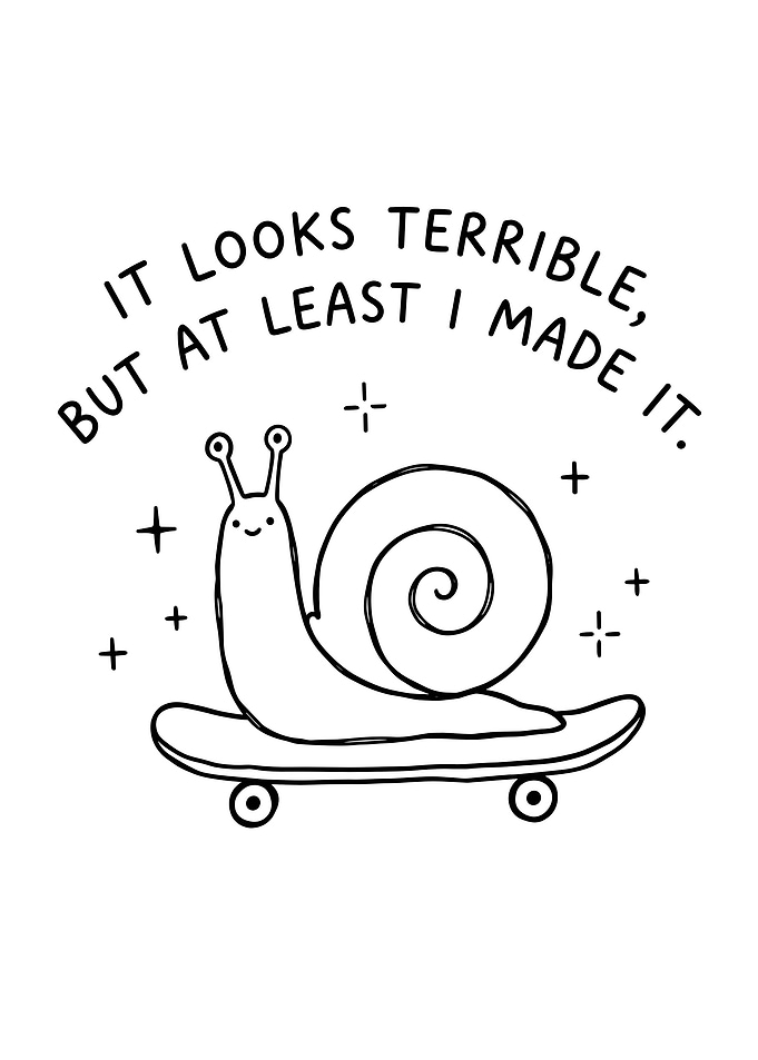 Cute Snail on Skateboard Illustration