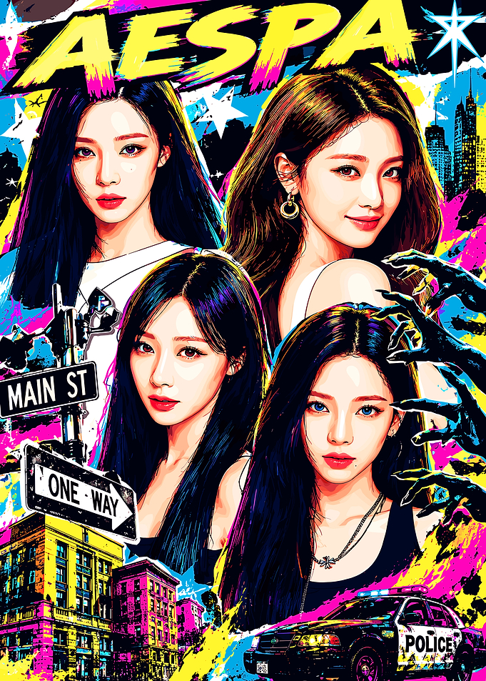 Aespa K-Pop Group Pop Art Poster