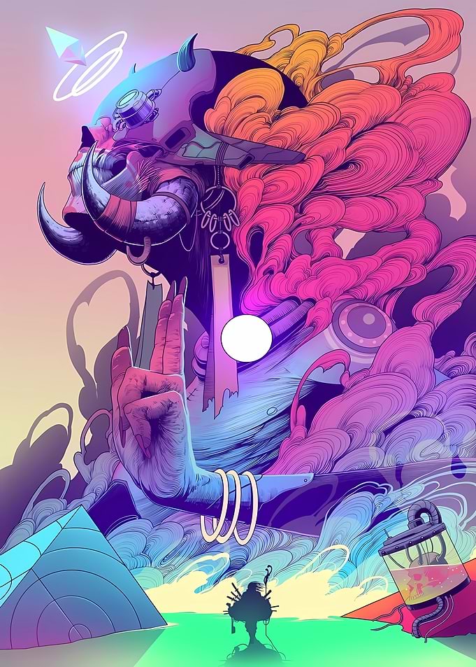 Surreal Cybernetic Deity Digital Art