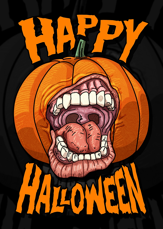 Screaming Pumpkin Happy Halloween Graphic