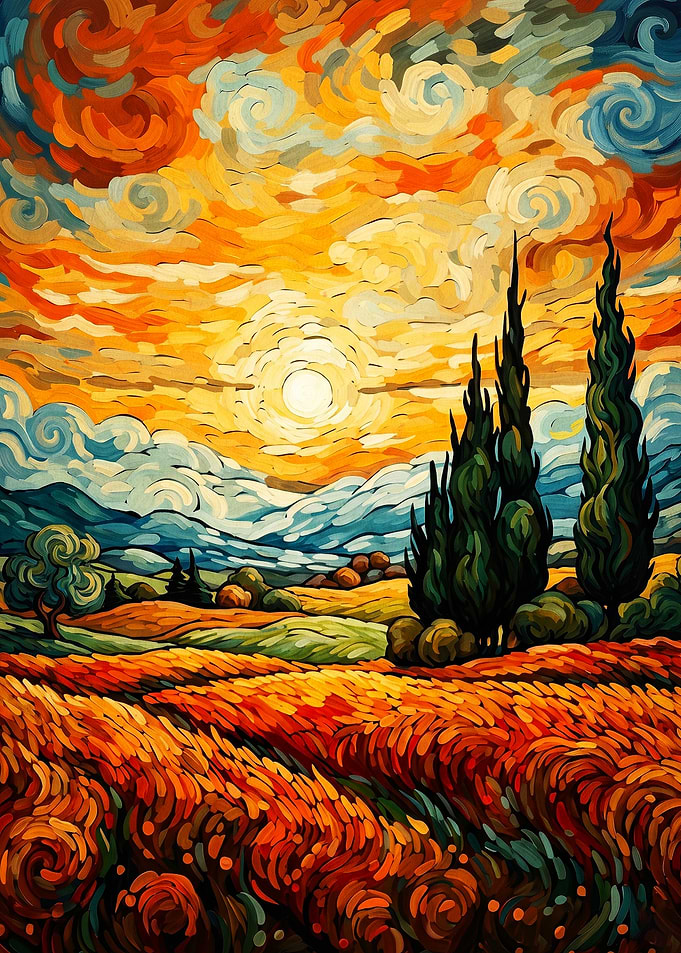 Sunset Valley Post-Impressionism Ar