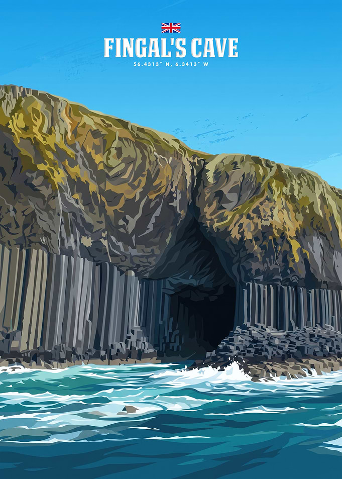 Fingal's Cave Scotland Travel Poster