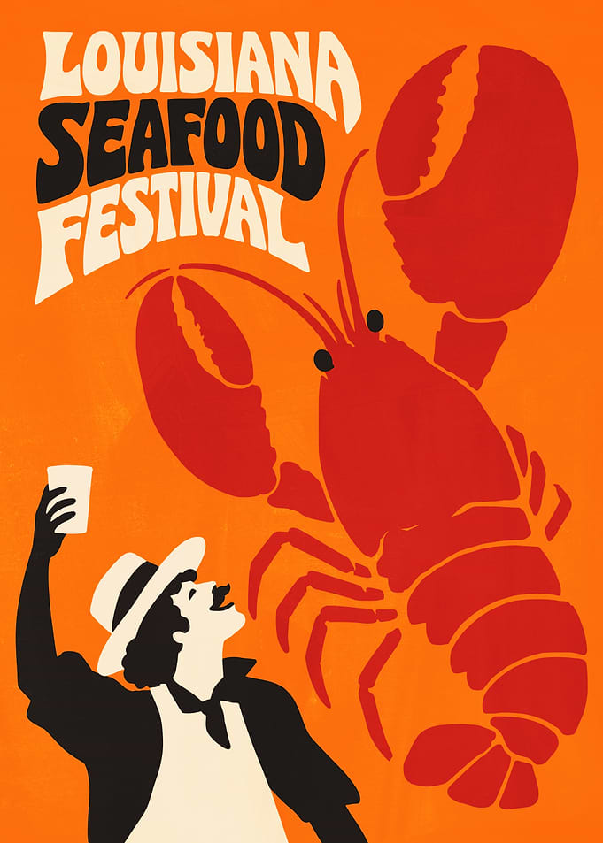 Louisiana Seafood Festival Vintage Poster