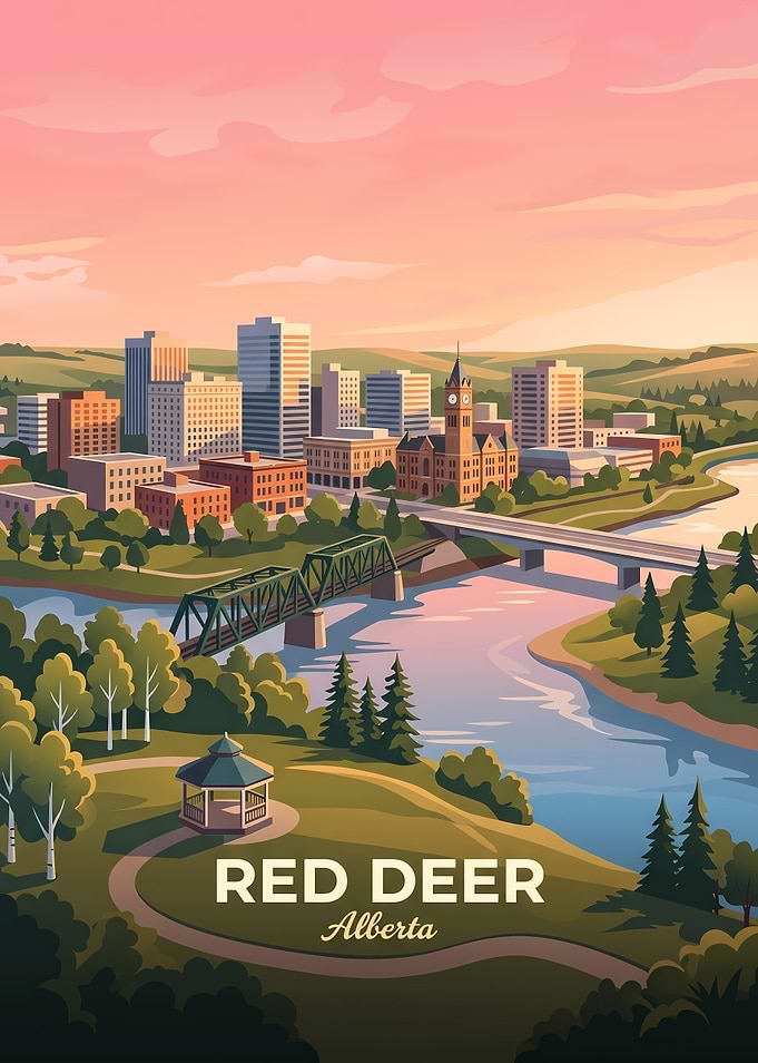 Red Deer Alberta Cityscape Poster