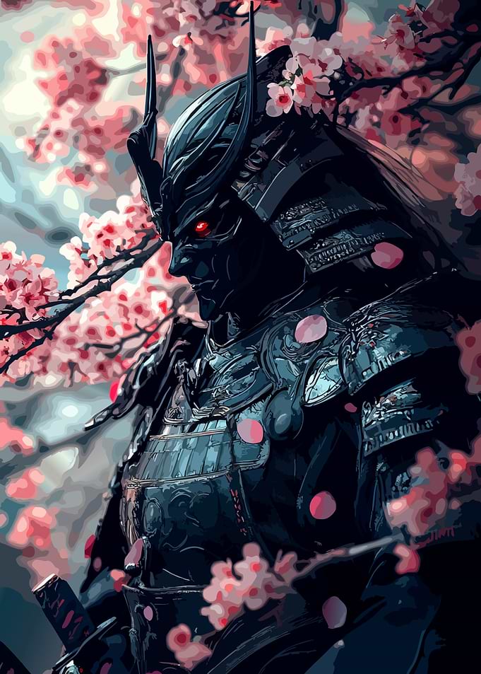 Dark Samurai Under Cherry Blossoms