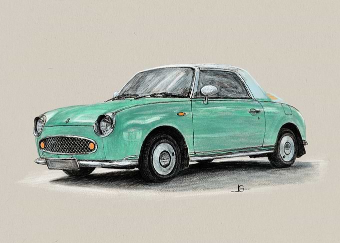 Drawing of a Vintage Nissan Figaro