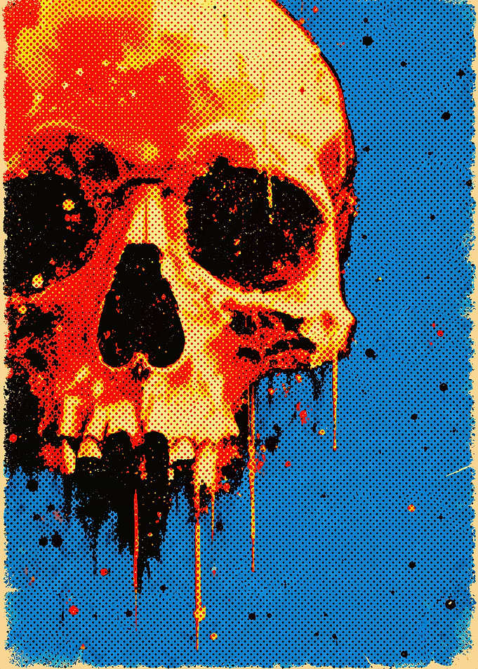 Pop Art Skull with Dripping Paint