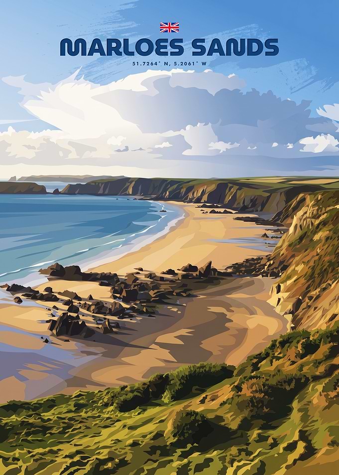 Marloes Sands Travel Poster