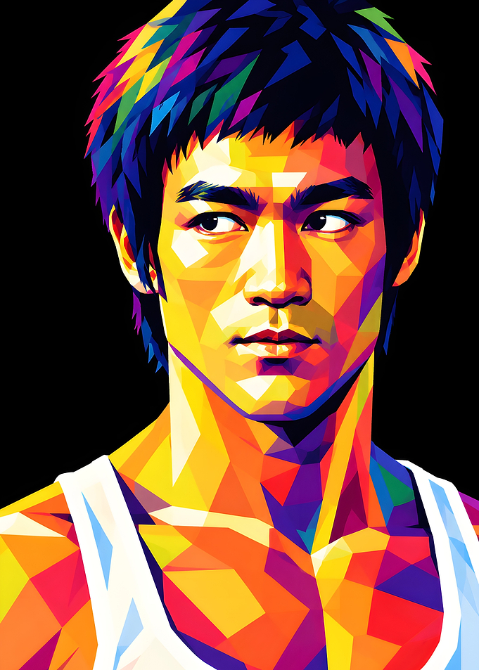 Bruce Lee Geometric Pop Art Portrait