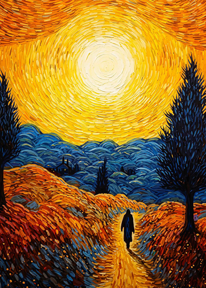 Sun Sunset Gold Brushstroke Poster