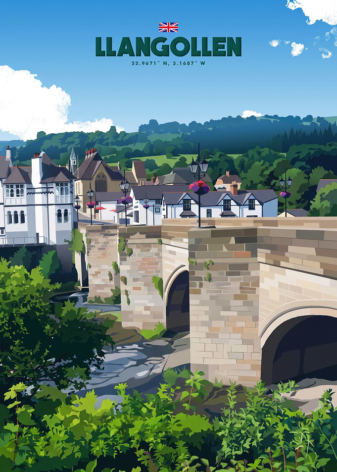 Llangollen Wales Travel Poster