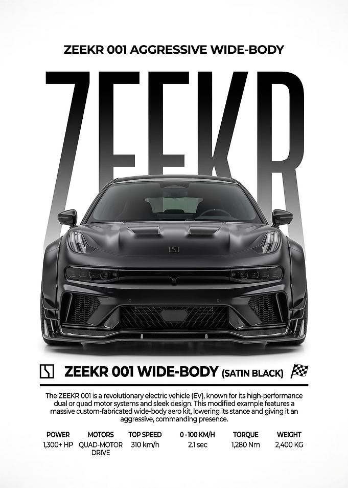 front view black Zeekr 001 Aggressive Wide-Body Concept