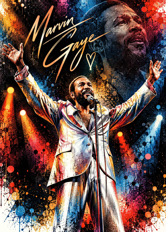 Marvin Gaye Colorful Performance Art Poster