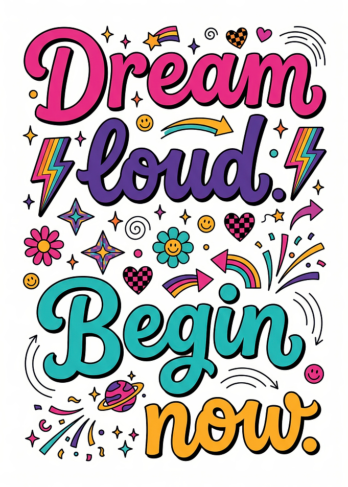 Dream Loud Begin Now Motivational Poster
