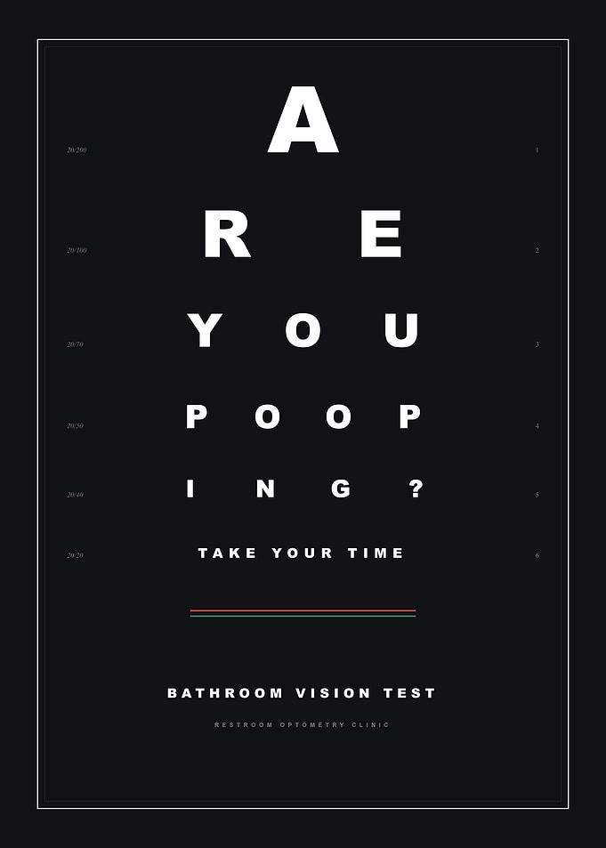 ARE YOU POOPING? Funny Bathroom Vision Test Poster