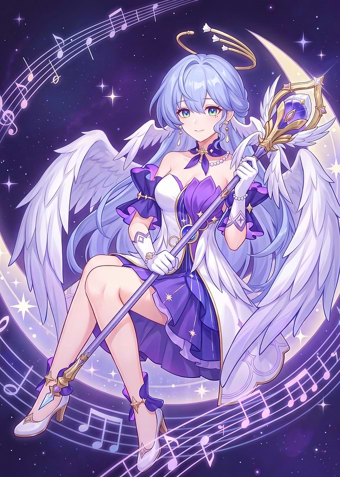 Robin Honkai Star Rail Angelic Illustration