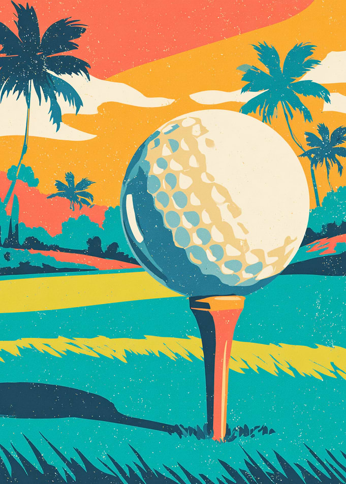 Retro Tropical Golf Course Poster