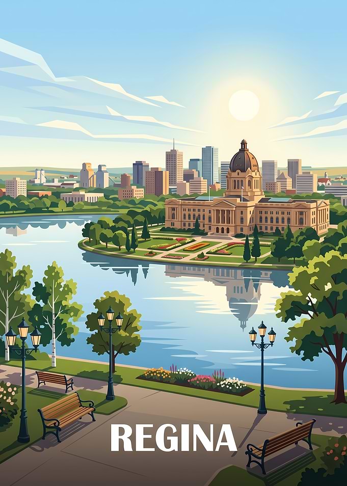 Regina Saskatchewan Cityscape Travel Poster