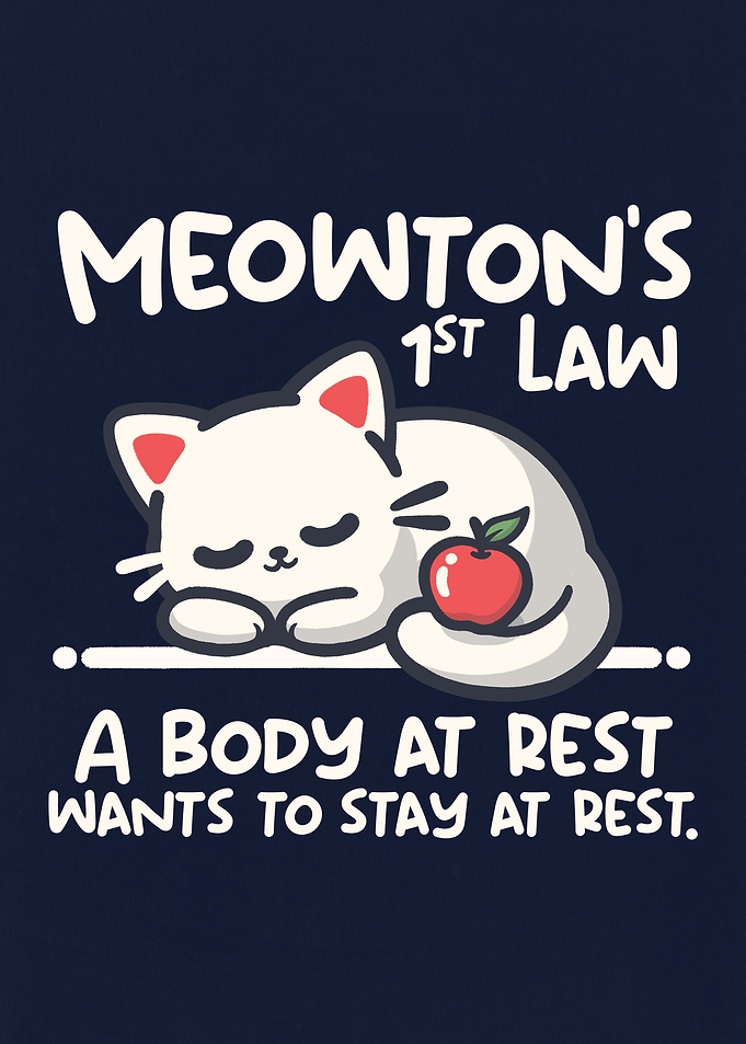 Meowton's 1st Law Sleeping Cat