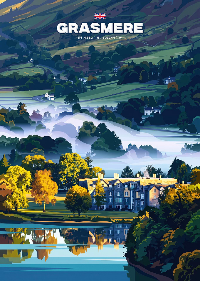 Grasmere Lake District Travel Poster