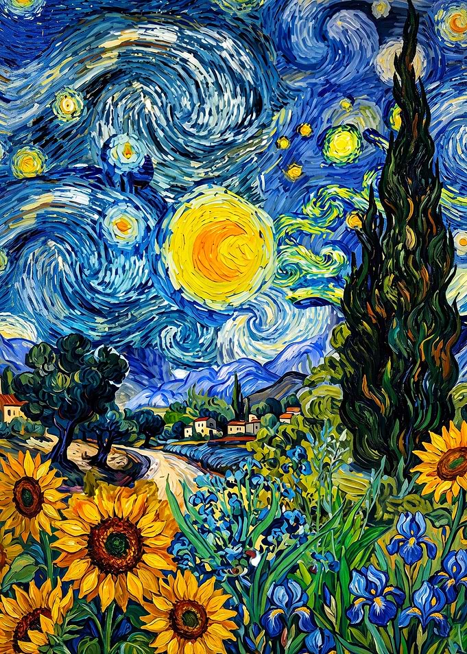 Starry Night Sunflower Post Imp