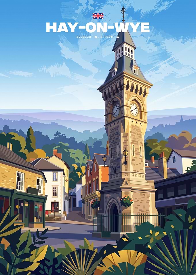 Hay-on-Wye Travel Poster Illustration