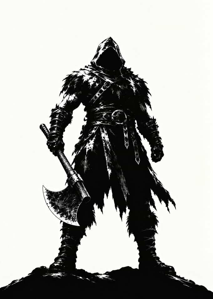 Hooded Medieval Executioner with Battle Axe