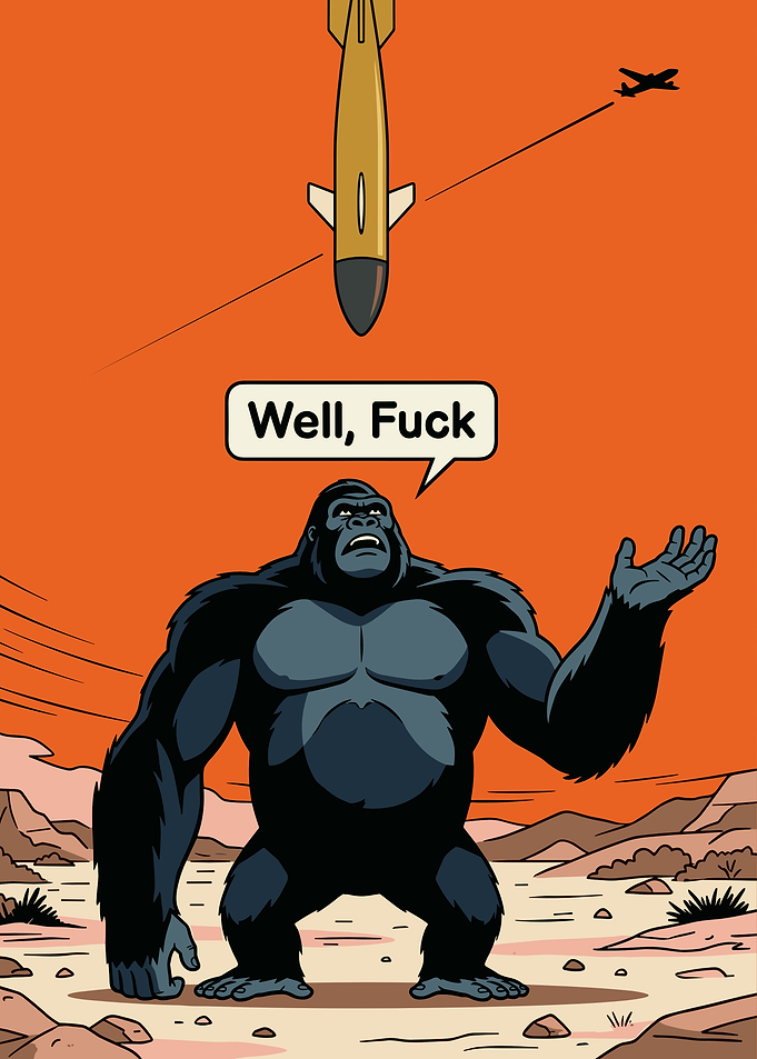 Gorilla Facing Impending Bomb Strike