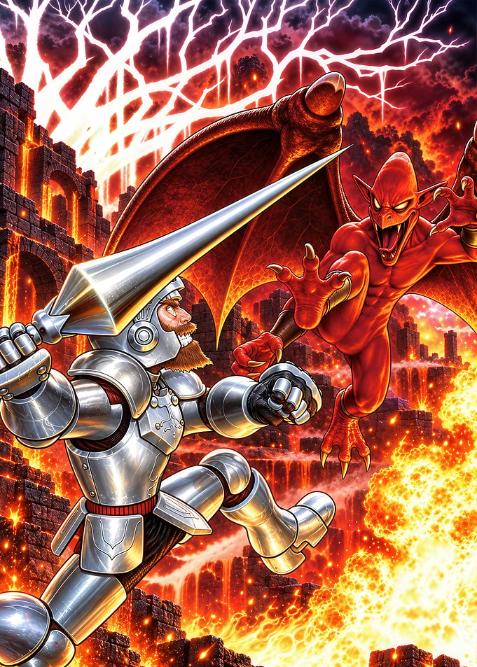 Arthur Fighting Demon in Ghosts 'n Goblins