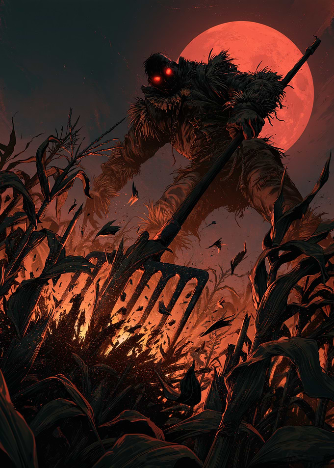 Scarecrow Monster in Cornfield