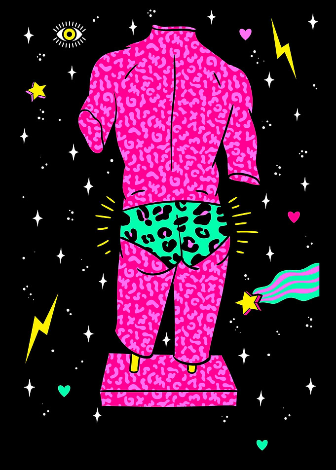 Neon Leopard Print Statue Art