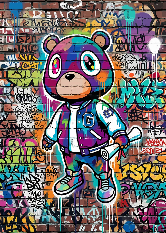 Kanye West Graduation Bear Graffiti Art