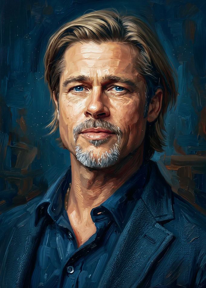 Oil Painting Portrait of Brad Pitt