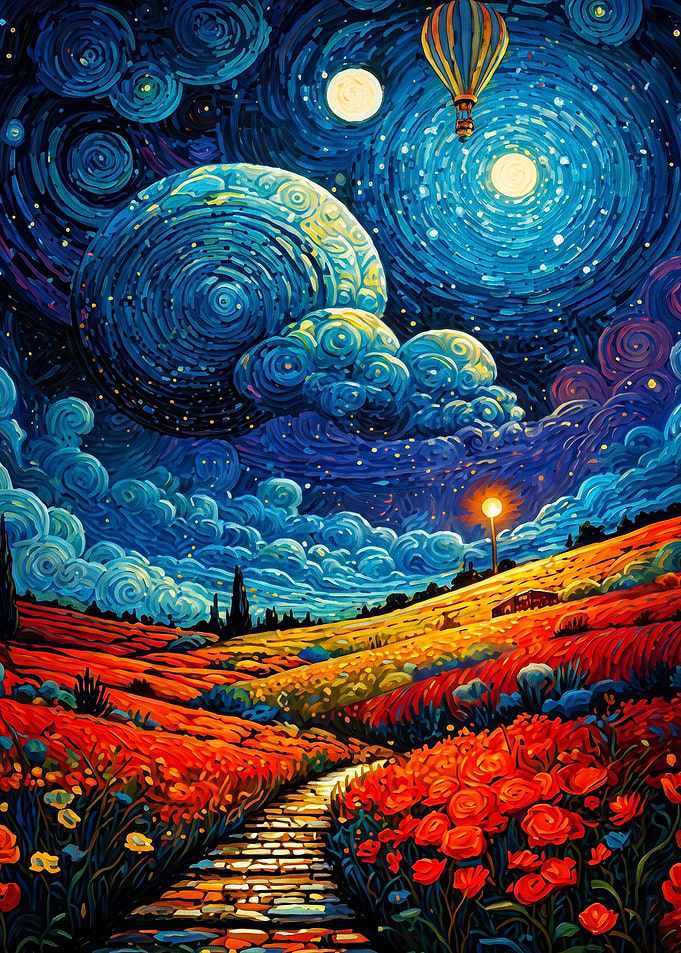Starry Night Balloon Cosmic Art