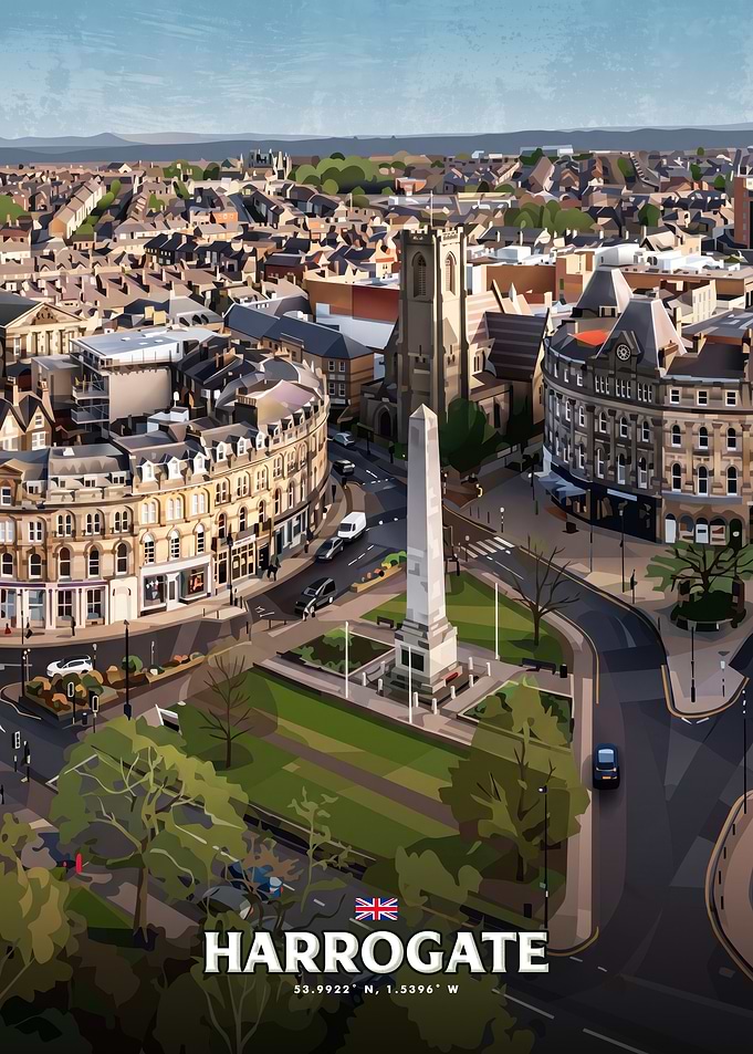 Harrogate Town Center Travel Poster