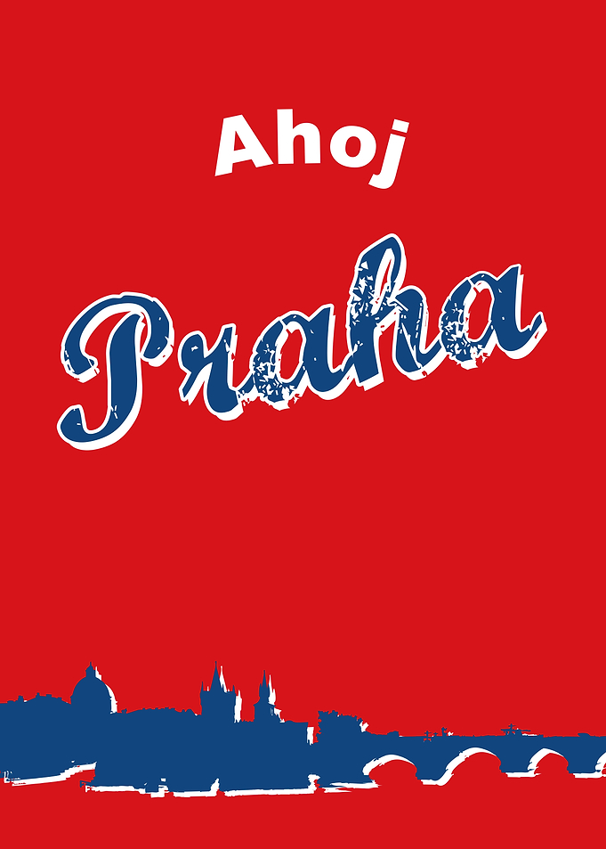 Ahoj Praha Prague City Poster