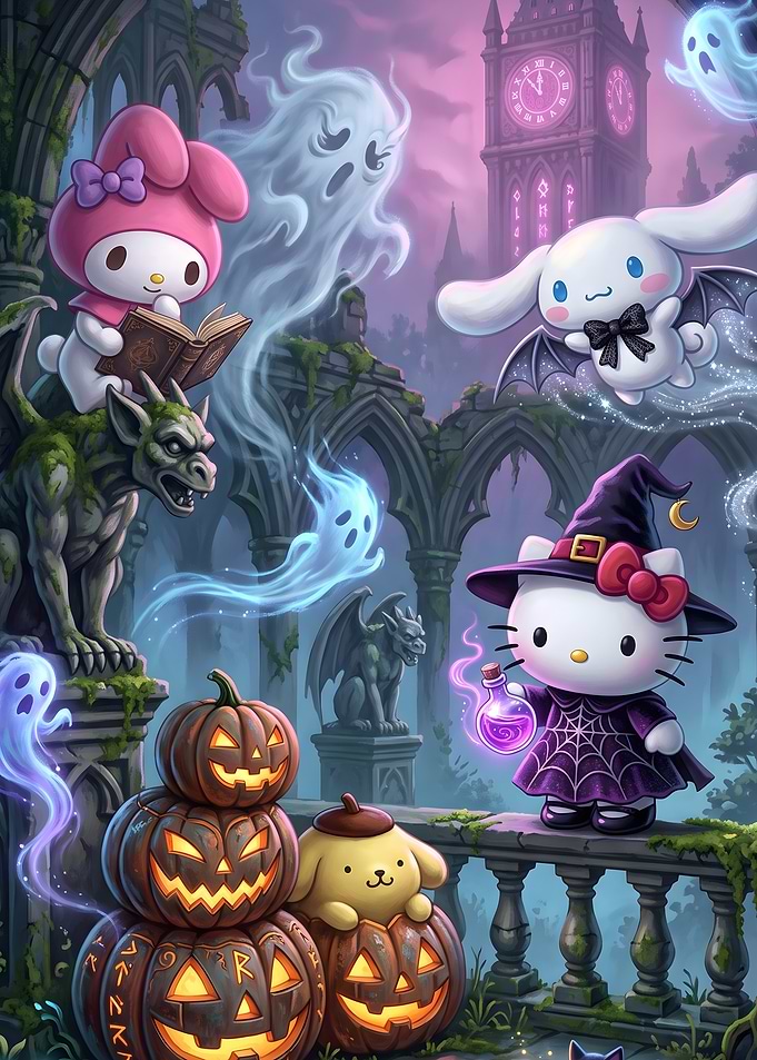 Sanrio Characters Halloween Gothic Scene