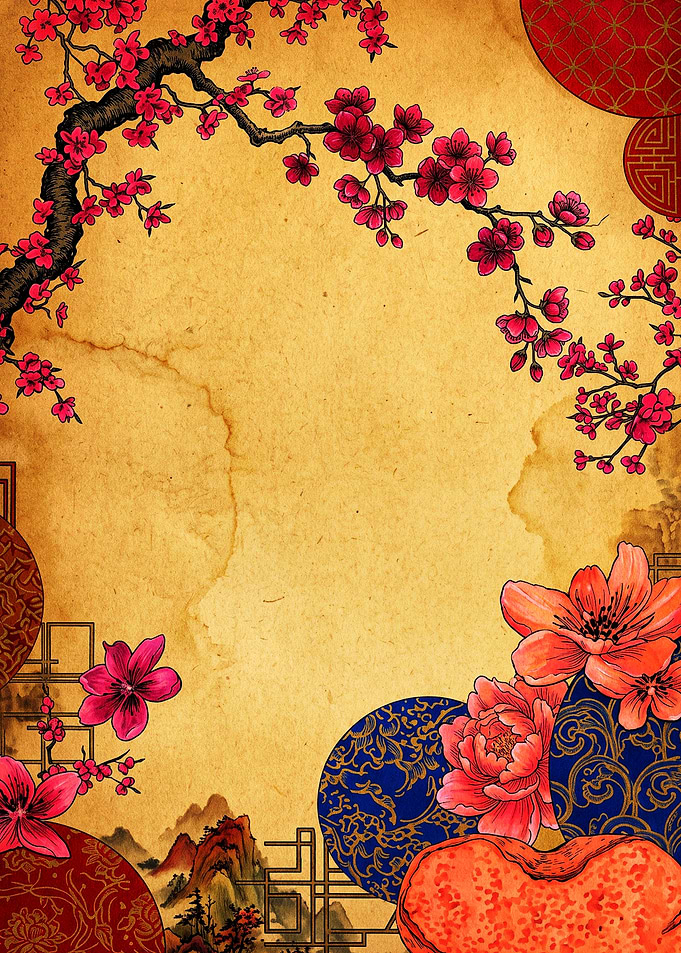 Traditional Asian Floral Decorative Background