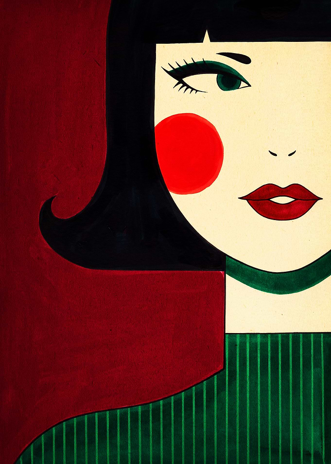 Stylized Pop Art Portrait of Woman