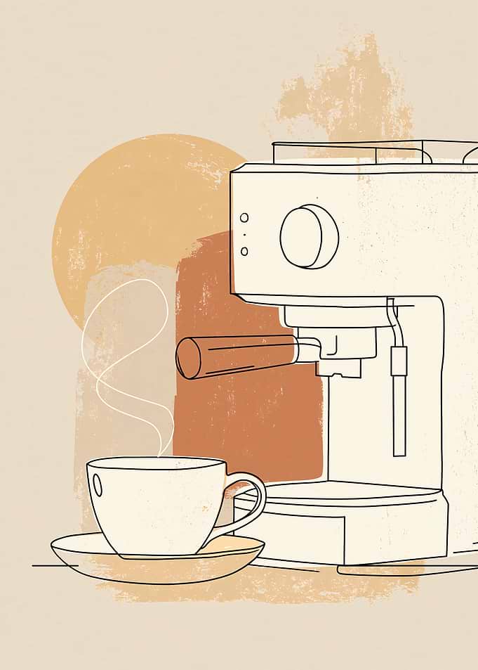Minimalist Espresso Machine and Coffee Cup