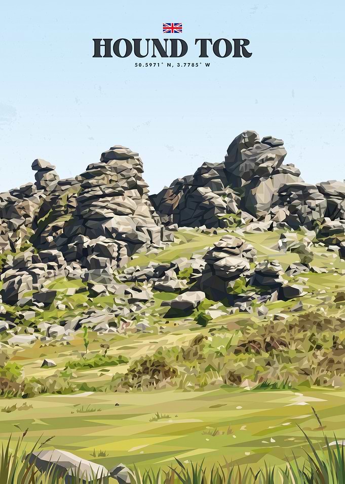 Hound Tor Dartmoor Travel Poster