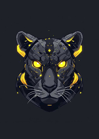 Cyberpunk Sleek Mecha Cheetah - Futuristic Neon Yellow Panther