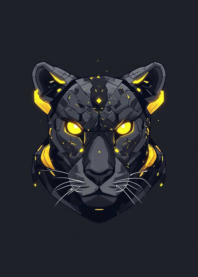 Cyberpunk Sleek Mecha Cheetah - Futuristic Neon Yellow Panther