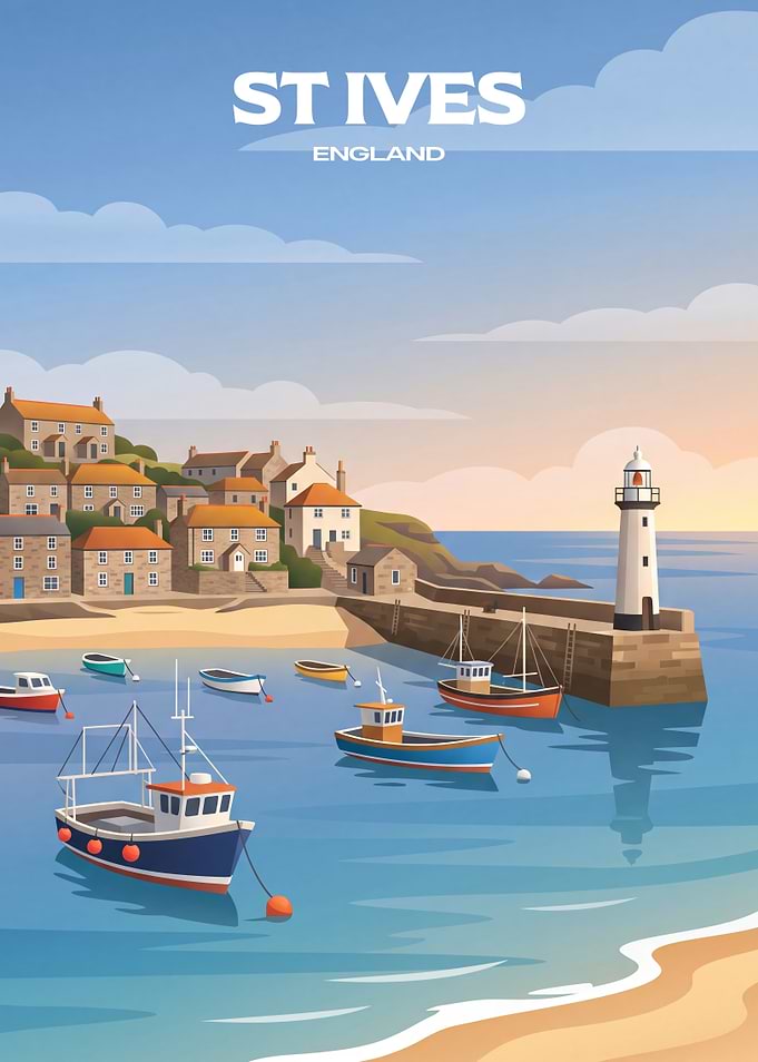 St Ives England Travel Poster