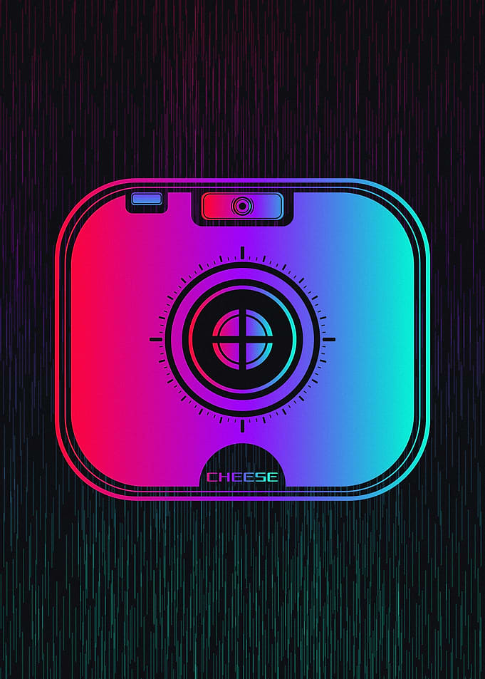Neon Cyberpunk Camera Futuristic Art