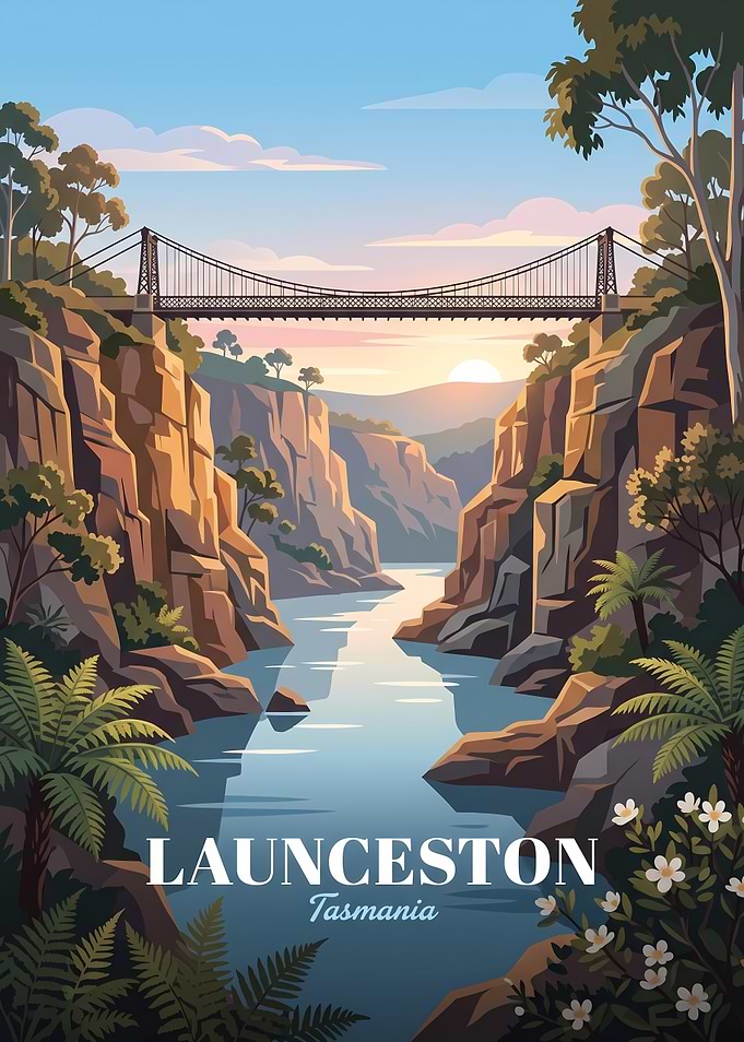 Launceston Tasmania Cataract Gorge Travel Poster